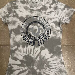 True Religion Gray and White Graphic Tee